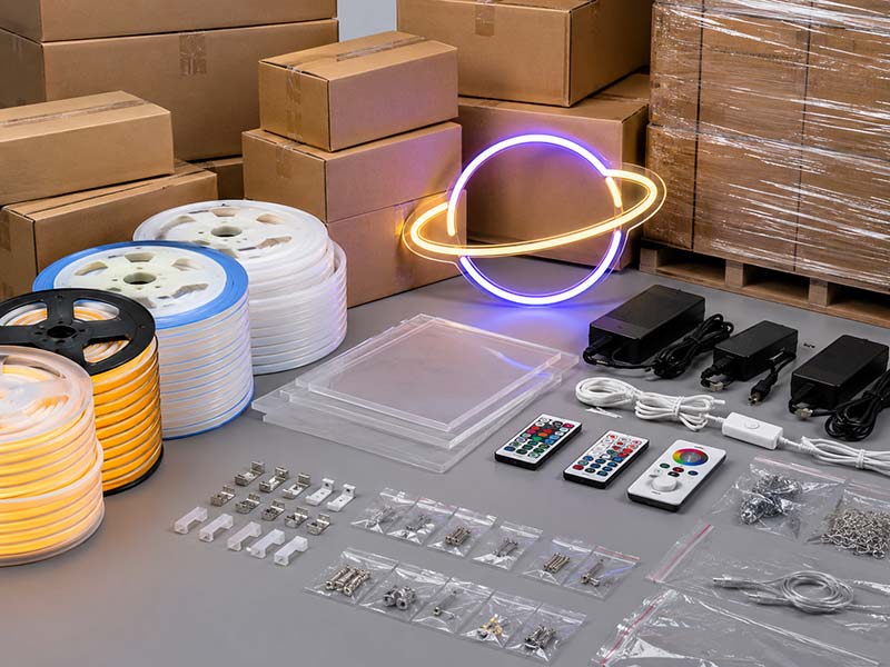 LED neon sign materials and export ready components from a China manufacturer