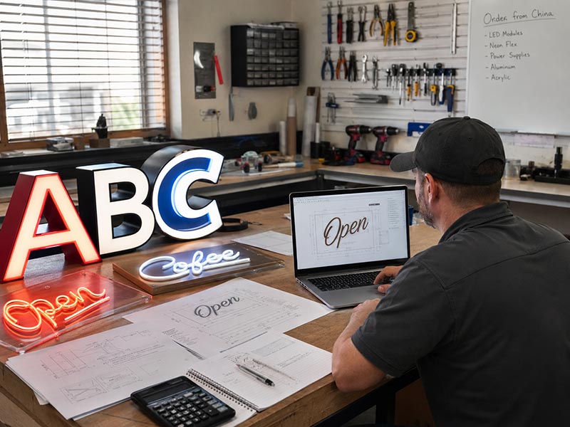 Local sign company sourcing custom LED signs from a China exporter
