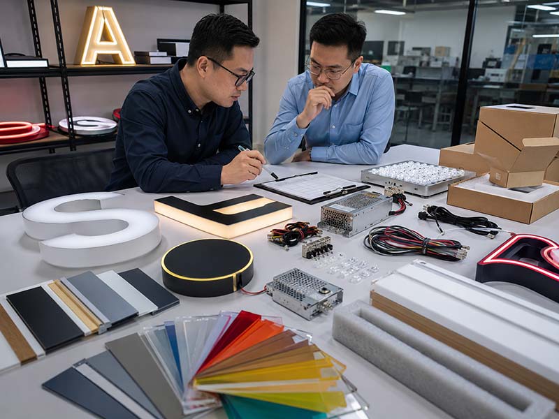LED sign manufacturer comparison with samples materials QC checklist and packing review