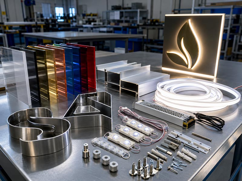 Premium LED sign materials for custom manufacturing