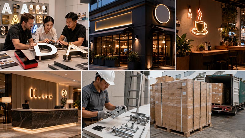 Custom LED sign factory support for sign companies restaurants hotels retailers contractors and commercial projects