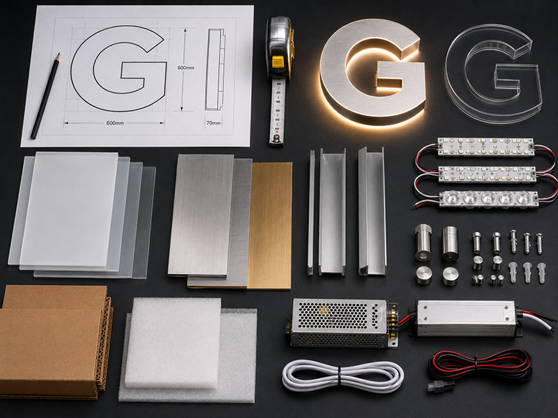 Custom LED sign pricing factors including materials lighting power supply and packaging