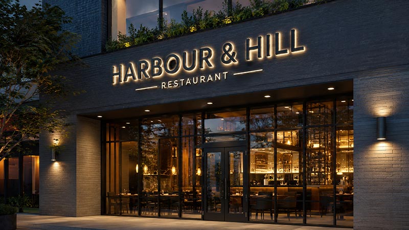 Front-lit LED channel letters for a restaurant storefront sign project