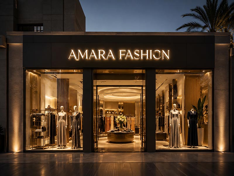 Custom LED neon signs for a Middle East retail chain store rollout