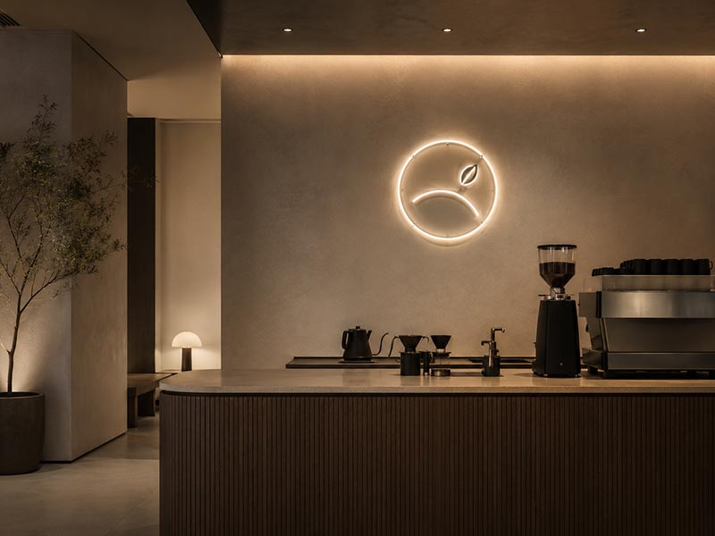 Minimal specialty cafe LED sign style