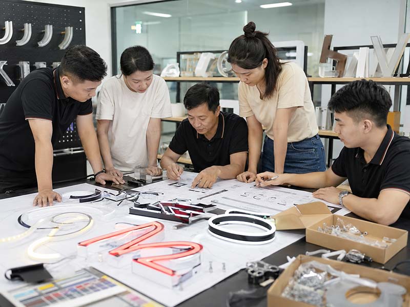 OEM and ODM custom LED sign development with logo files samples and packaging design