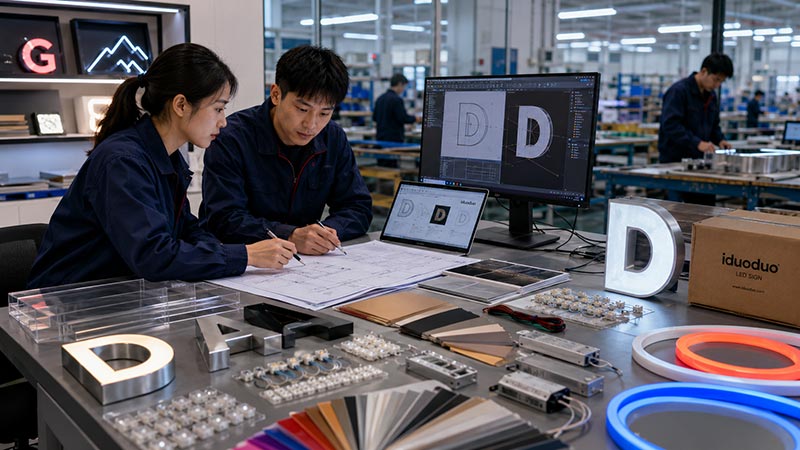 OEM ODM LED sign development with design engineering samples and packaging support