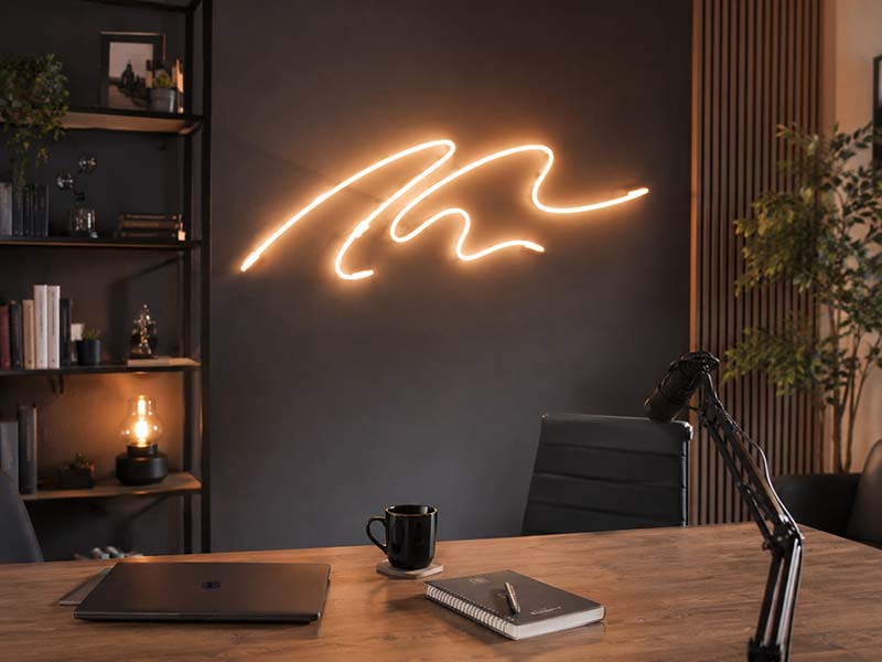 Custom LED neon text sign for office or studio wall