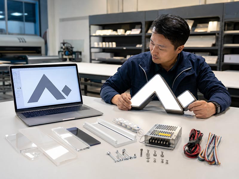 Online LED sign preview compared with factory-backed custom LED sign review using real materials and finished sign sample