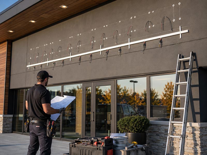 Outdoor LED sign installation and wiring planning
