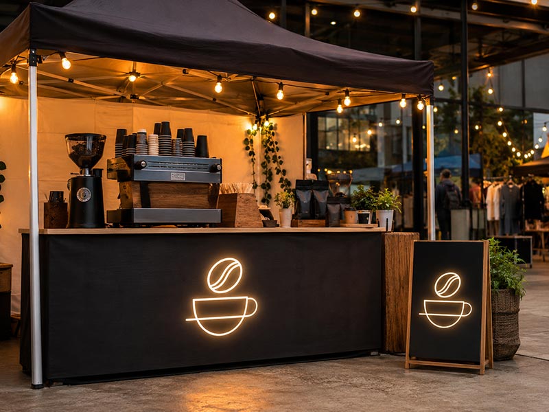 Pop up coffee booth portable LED neon sign