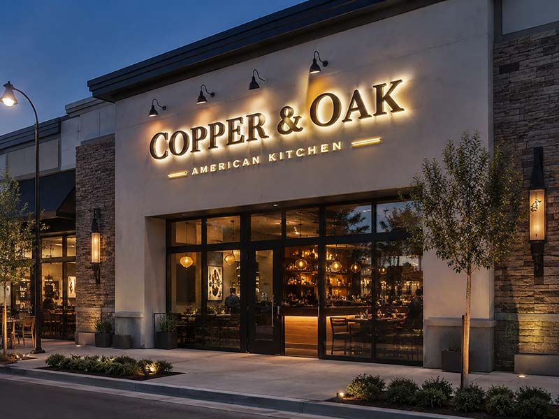 Restaurant storefront channel letters custom LED sign project