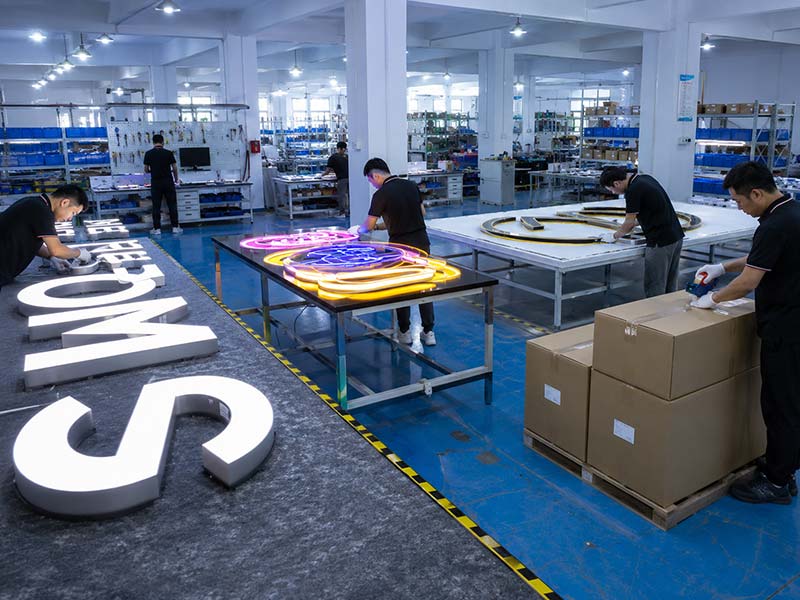 Iduoduo LED sign factory for restaurant LED sign manufacturing testing and packing