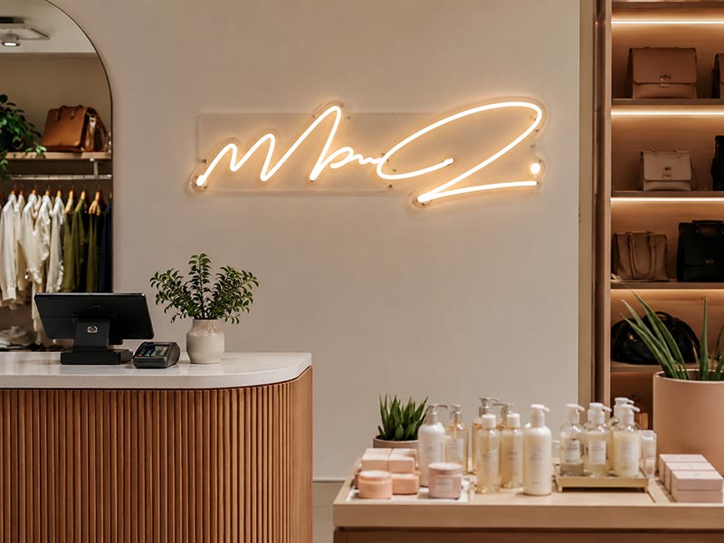 Custom LED neon text sign for retail store display