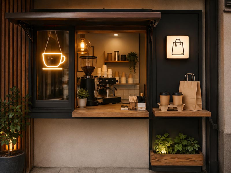 Takeaway coffee bar LED sign style