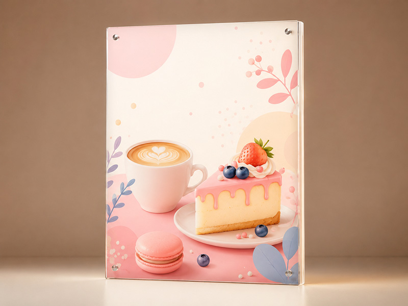 UV printed acrylic panel for dessert cafe light box