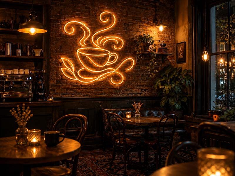 Vintage coffee shop sign style
