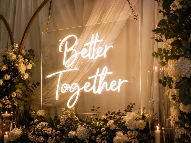 Custom LED neon wedding sign for event backdrop