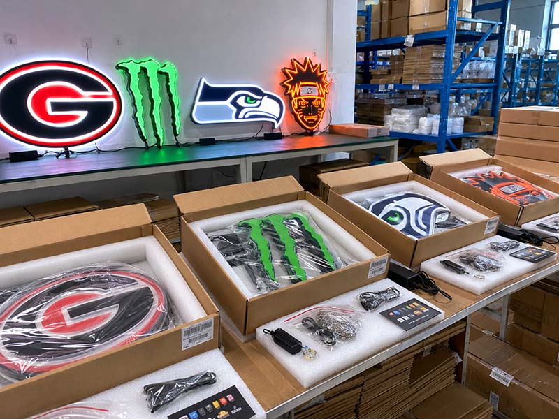 Wholesale custom LED neon signs packed for export shipment