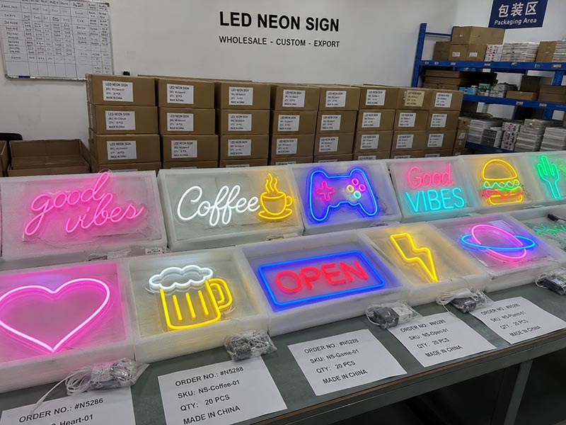 Wholesale LED neon signs prepared for export packaging