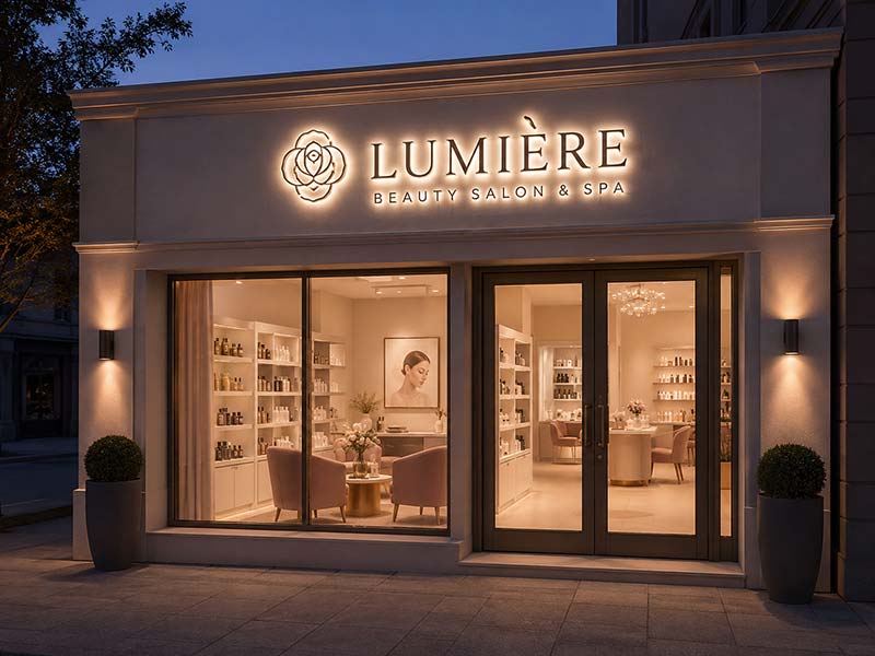 Beauty salon storefront signs image