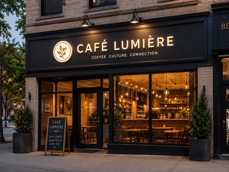 Cafe storefront signs image