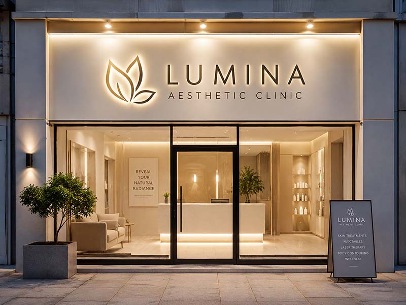 Clinics and salons storefront sign image