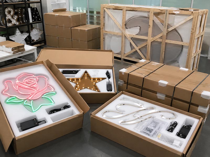 Protective packaging and shipping preparation for reusable event LED signs