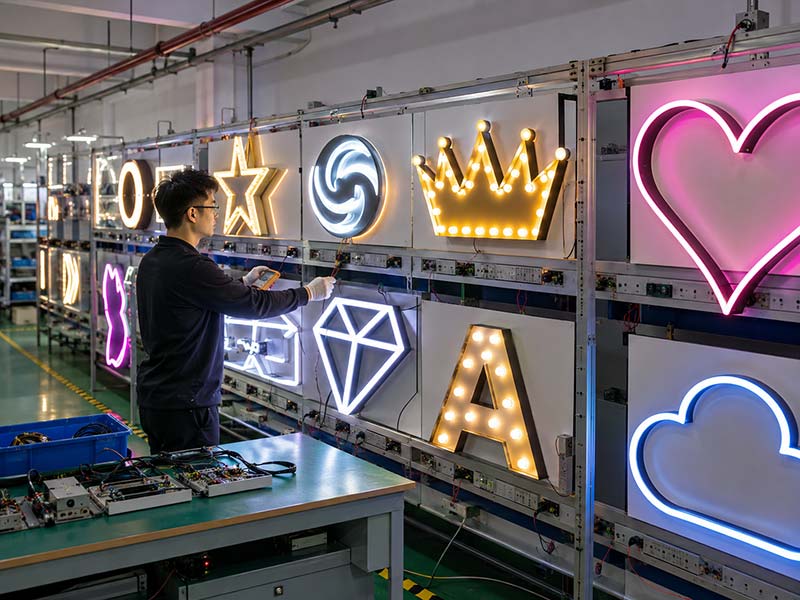 LED sign aging test and quality inspection before shipment for event signage projects