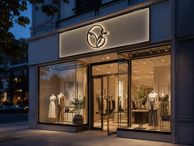 Custom LED sign installed on a modern retail storefront to improve store visibility and brand recognition at night