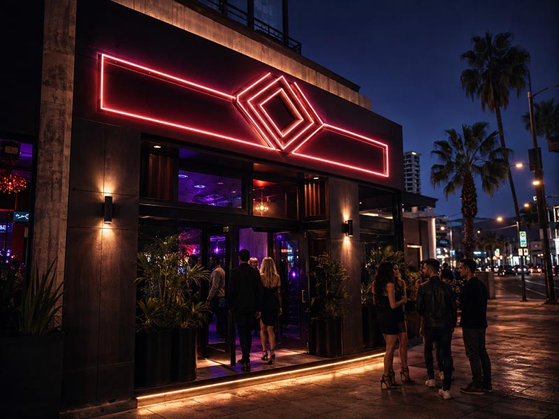 US bar and nightclub LED neon storefront sign case study image