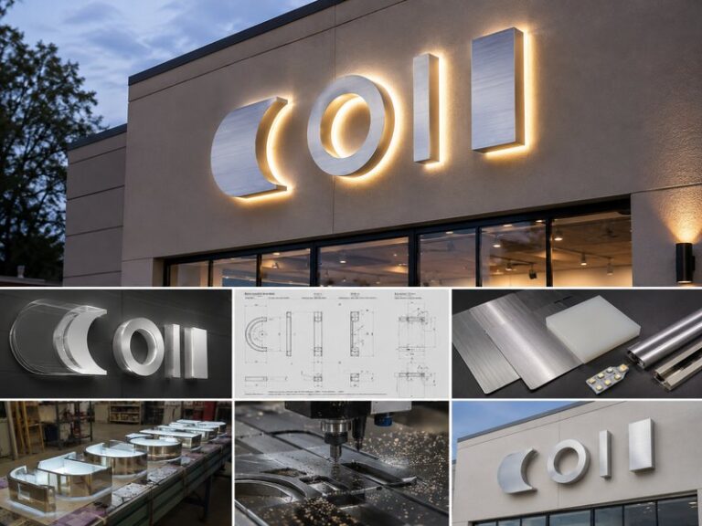 3D rendering and production approval process for a custom illuminated storefront sign