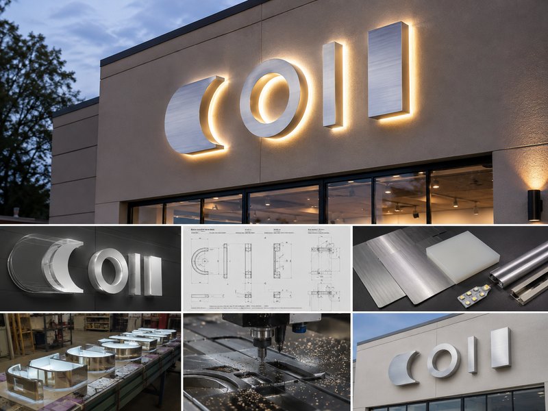 3D rendering and production approval process for a custom illuminated storefront sign