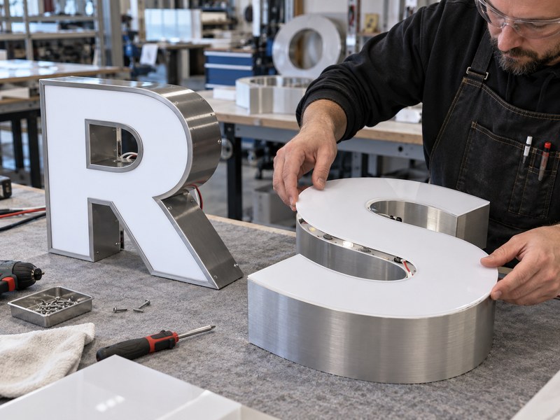 Acrylic faces attached to trim-cap and trimless channel letters