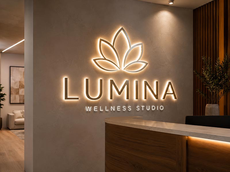 Custom acrylic LED logo sign for indoor brand wall