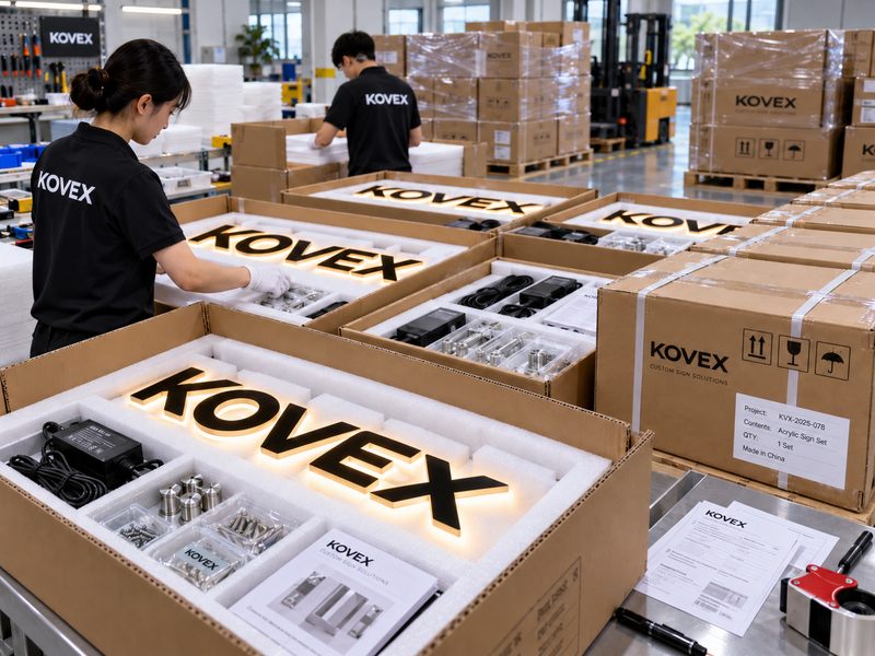 Acrylic logo sign quantity packaging and shipping factors affecting total cost