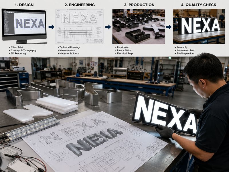 Advertising agency sign project moving from artwork to custom sign production