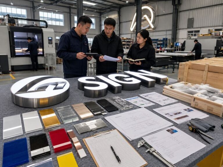 Approved channel letter samples and technical documents used to qualify a backup sign manufacturer.