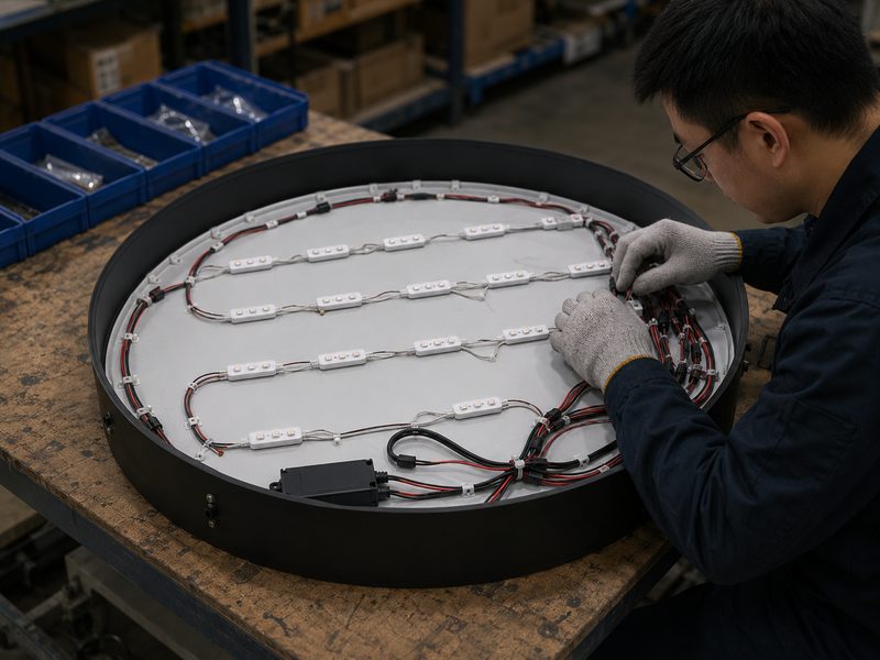 Blade sign LED and wiring assembly