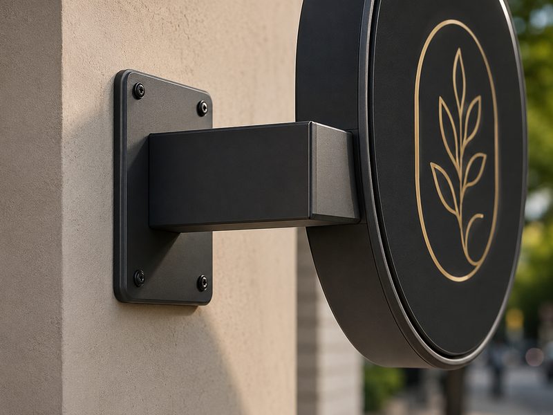Blade sign bracket finish and hidden wiring