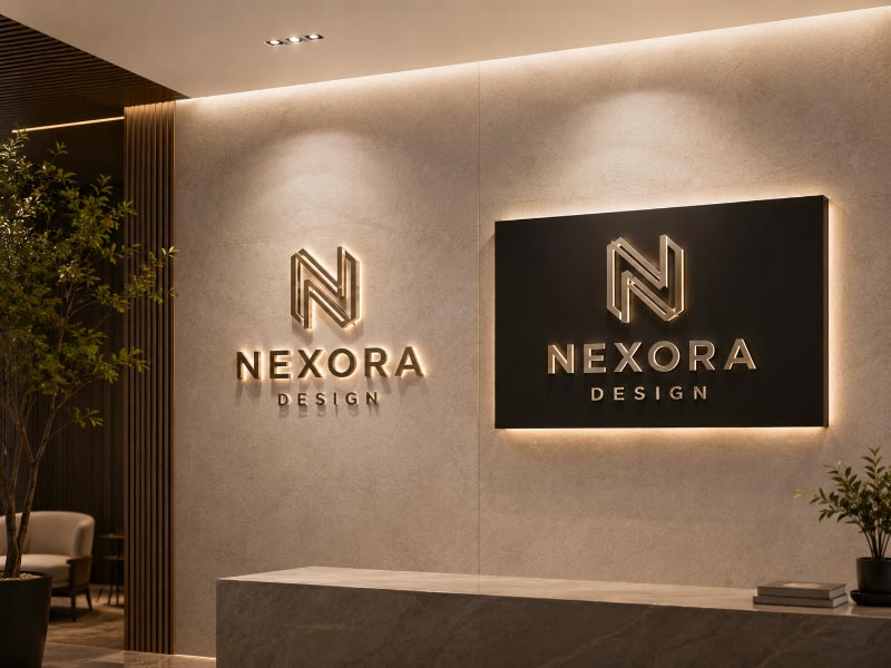 Custom logo sign visual choice between individual letters and backboard design