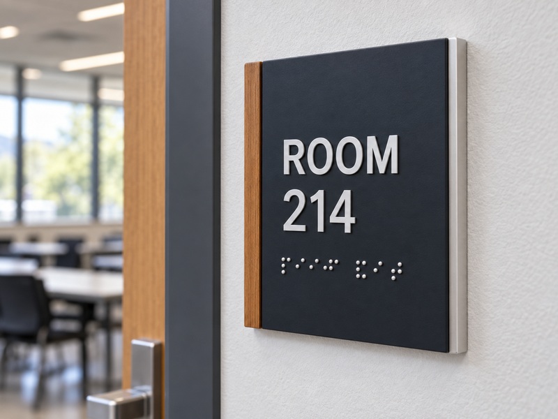 ADA accessible campus room sign
