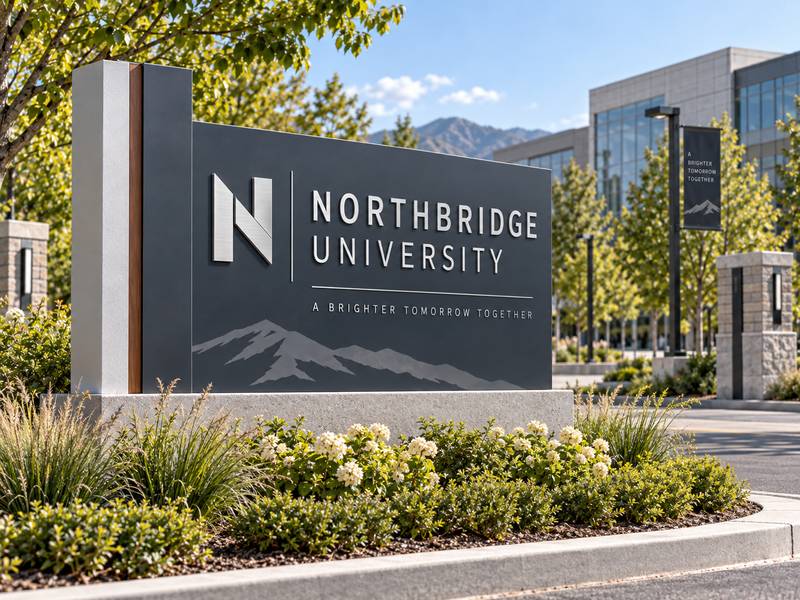 Campus gateway and monument sign