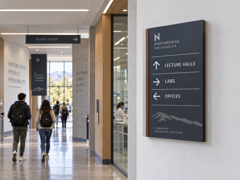 Campus interior directional sign
