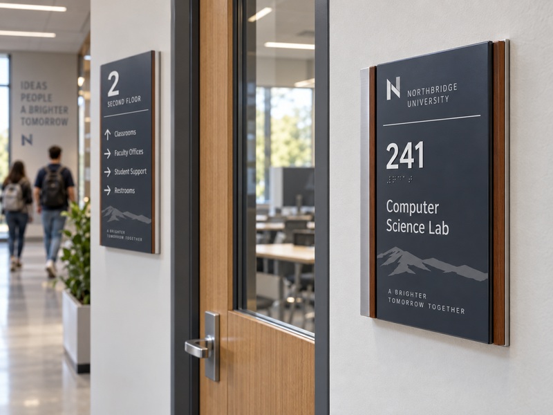 Campus room and floor identification sign