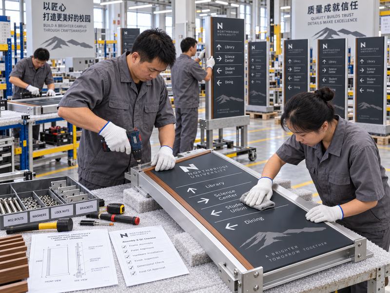 Campus signage manufacturing and local engineering responsibility