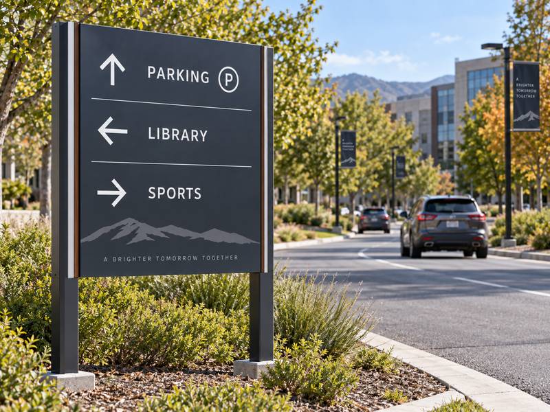 Campus vehicular directional sign