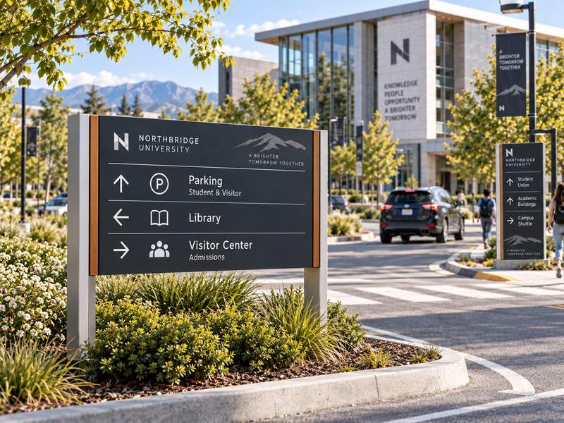Campus wayfinding finish and assembly