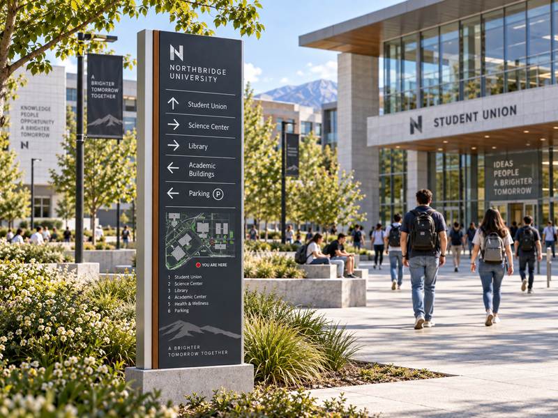 Campus wayfinding metal fabrication