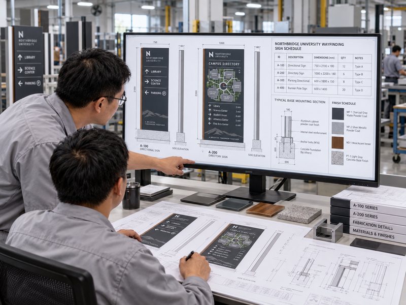 Campus wayfinding shop drawing review